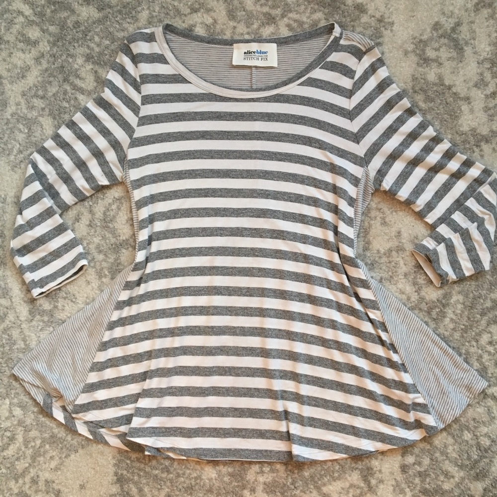 Alice Blue Stitch Fix Striped side panel knit top